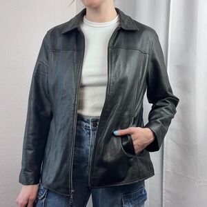 Wilsons Leather Jacket Womens Large Black Thinsulate Moto 90s Grunge Baddie Edgy